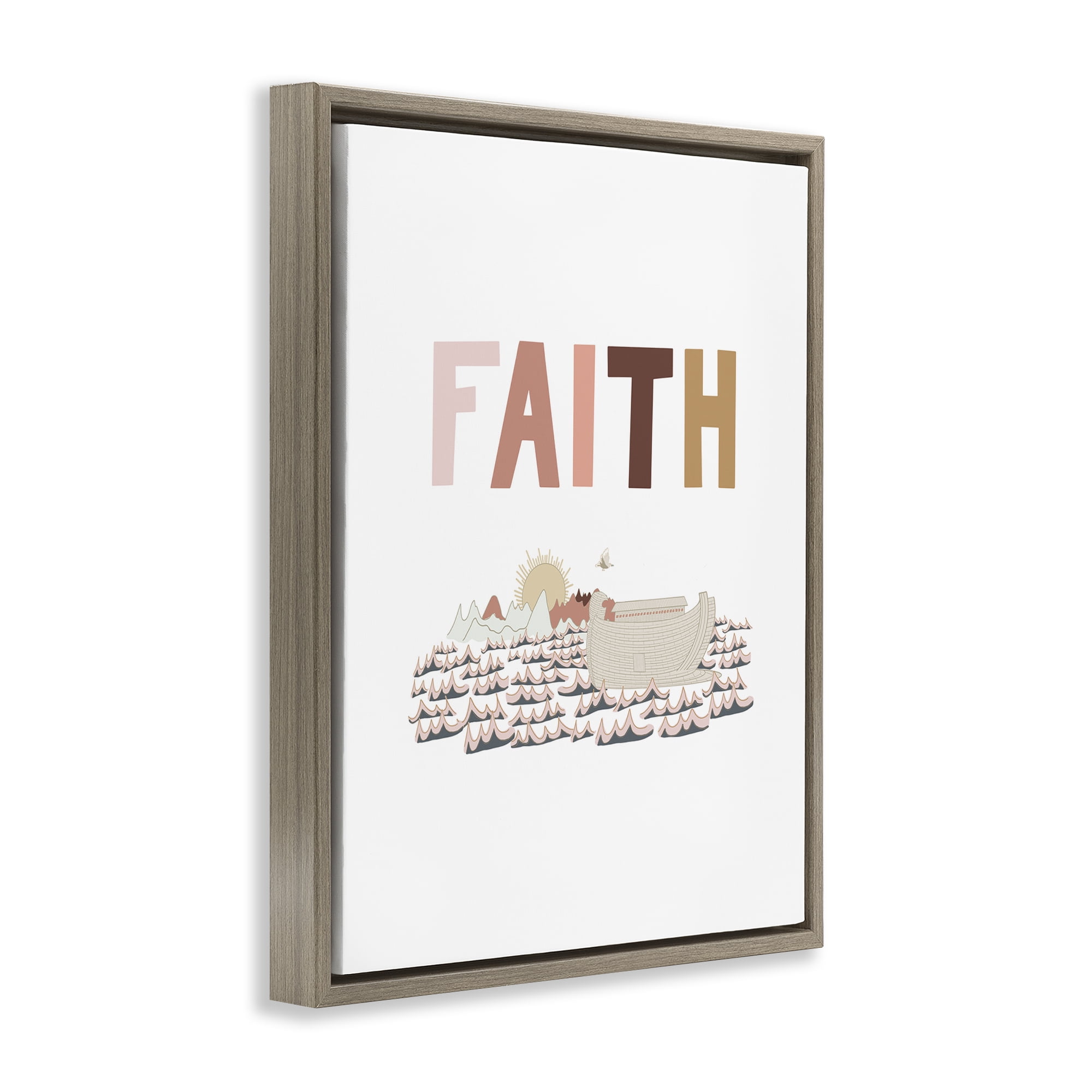 Stupell Industries Noah's Ark Faith Religious Painting Brown Floater Framed Art Print Wall Art, 25 x 31