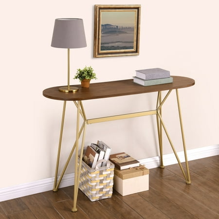 Better Homes & Gardens Genevieve Console Table, Wood Top with Gold