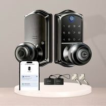 Veise Fingerprint Smart Knob Handle Lock, Keyless Entry, App Control, Electronic Digital Keypad, Auto Lock, Matte Black
