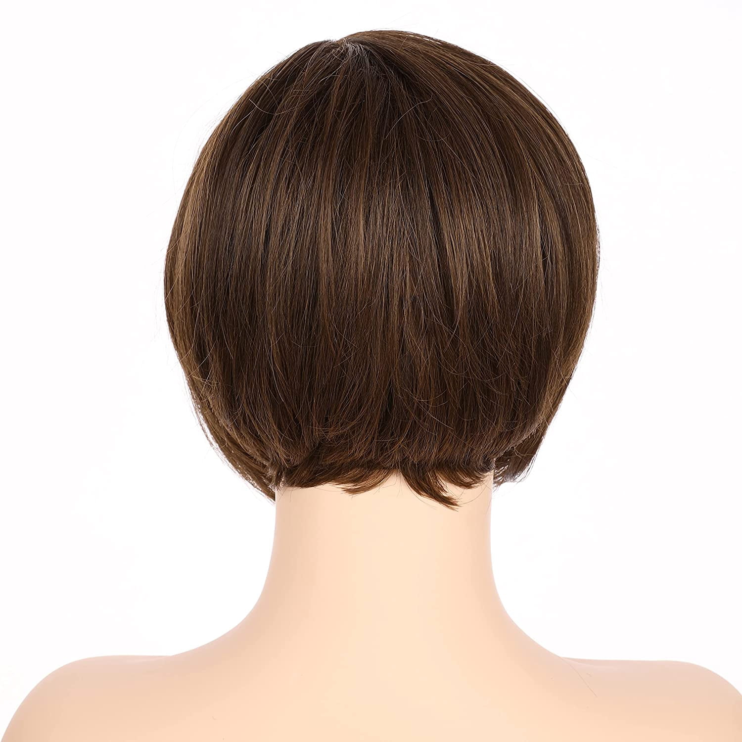 OneDor 8 Inch Angled Layers Lace Front Wig Relaxed Straight Bob wig (Medium Brown Evenly Blended with Warm Medium Brown-RL6/8) …