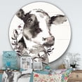 thumbnail image 3 of Designart 'Cow Portrait Country Life' Farmhouse Metal Circle Wall Art, 3 of 3