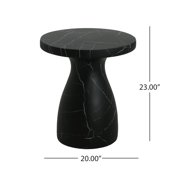 GDF Studio Elegant Marble Pattern Concrete End Table, Black