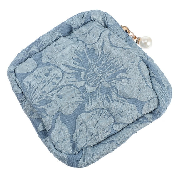 Soimiss Portable Period Bag for Women Cotton Linen Blue 1Pcs