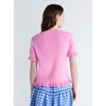thumbnail image 3 of Free Assembly Women’s Ruffle Trim Sweater with Short Sleeves, Lightweight, Sizes XS-XXL, 3 of 5