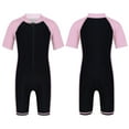 thumbnail image 2 of JanJean Kids Boys Girls One Pieces Swimsuit Zipper Front Rash Guard Set UPF 50+ Sun Protection Pink&Black 8, 2 of 6