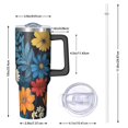 thumbnail image 2 of OBREWU Colorful Floral Pattern Tumbler with Handle and Lid,Colorful Floral Pattern 40oz Double Wall Vacuum Insulated Tumbler,Cups Gift for Women and Men, 2 of 7