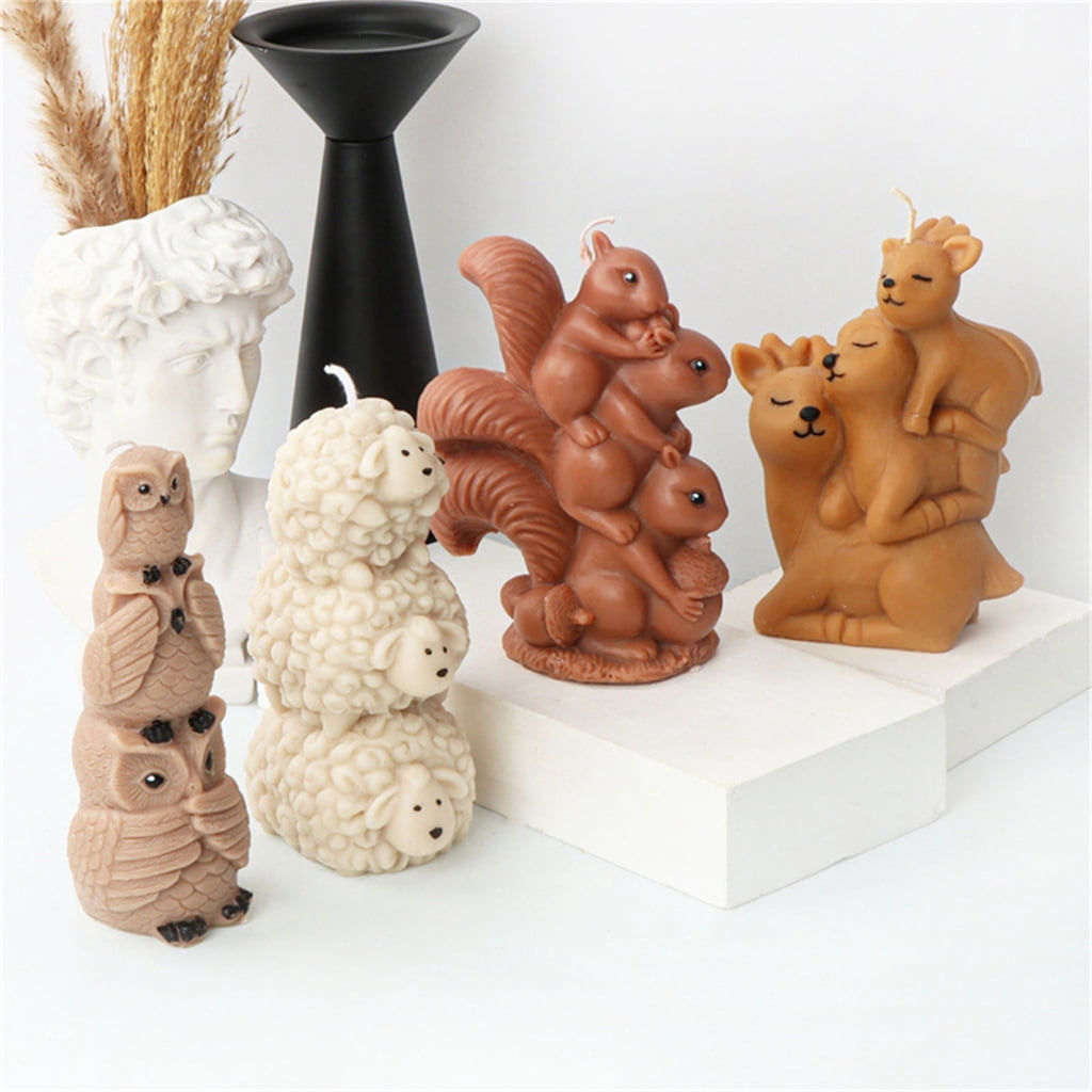 Lovely Animal Cake Chocolate Mold 3D Stacked Golden Elephant Kitten Fun DIY Crafts Silicone Resin Mould