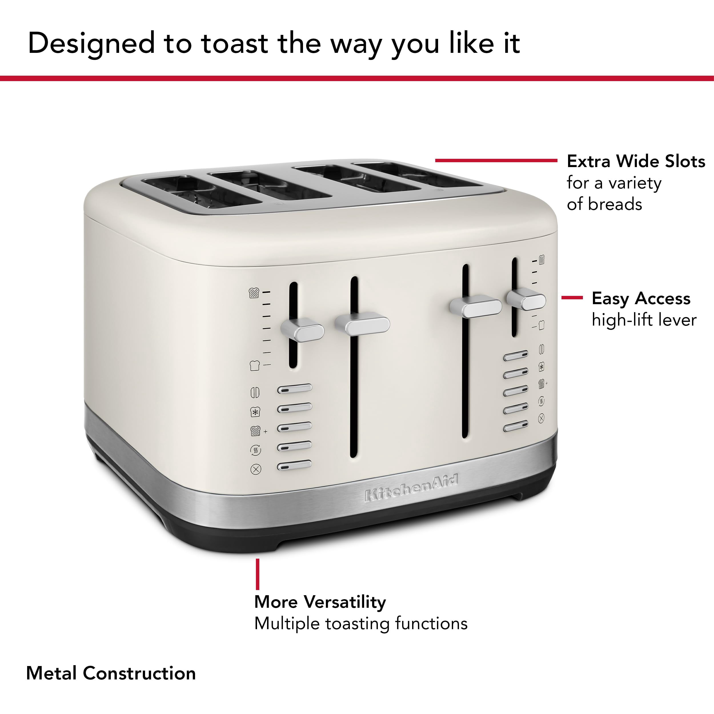 KitchenAid 4 Slice Toaster, KMT4109PL, Porcelain White