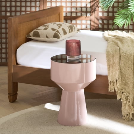 Safavieh Sumiko Modern Iron Round End Table Black / Taupe