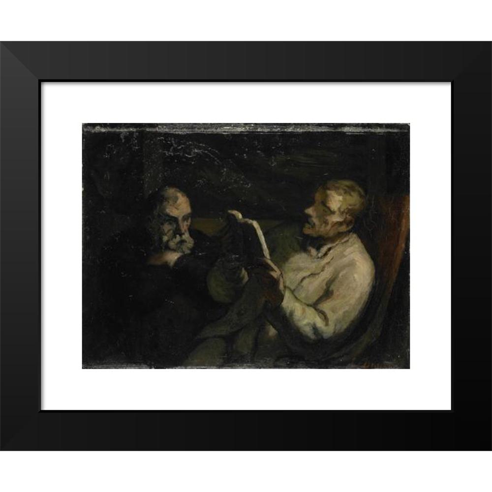 Honoré Daumier 14x12 Black Modern Framed Museum Art Print Titled - The Reading (C. 1857)