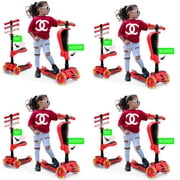 Hurtle ScootKid 3 Wheel Toddler Ride On Toy Scooter w/ LED Wheels, Red (4 Pack)