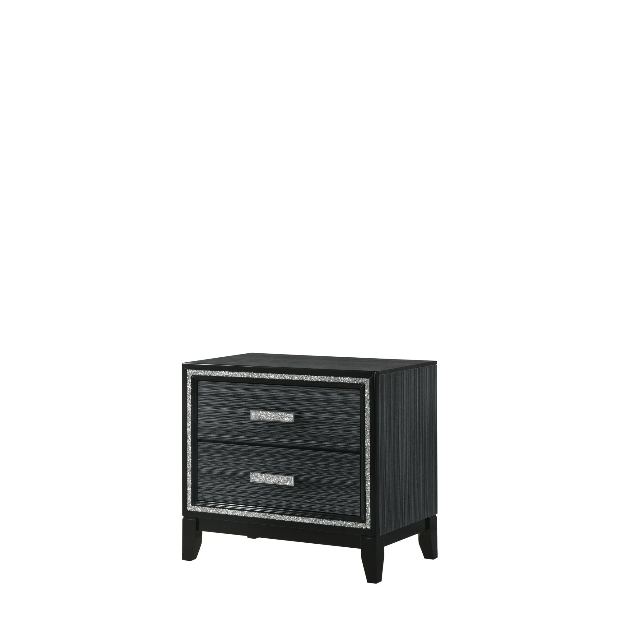 Haiden 31'' Weathered Black Nightstand with Silver Accents