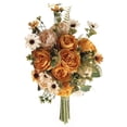 thumbnail image 2 of Artificial Peony and Rose Bouquet, Faux Silk Flowers with Greenery for Wedding, Bridal Arrangement, Vase, Table Centerpiece and Home Decor, Orange, 2 of 3