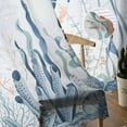 thumbnail image 5 of Coastal Sea Turtle Semi Sheer Curtains 84 Inch Length 2 Panels Set, Summer Ocean Coral Conch Sheer Kitchen Curtain Privacy Voile Window Curtain for Living Room Bedroom Rod Pocket Drapes, 5 of 7