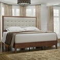Jocisland Queen Size Wood Platform Bed, Upholstered Tufted Headboard ...