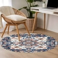 thumbnail image 4 of Round Rugs 3Ft, Boho Navy Blue Red Round Area Rug Washable Indoor Throw Carpet, Southwestern Geometric Vintage Art Small Non Slip Circle Rug for Bedroom Living Room Home Decor Aesthetic, 4 of 8