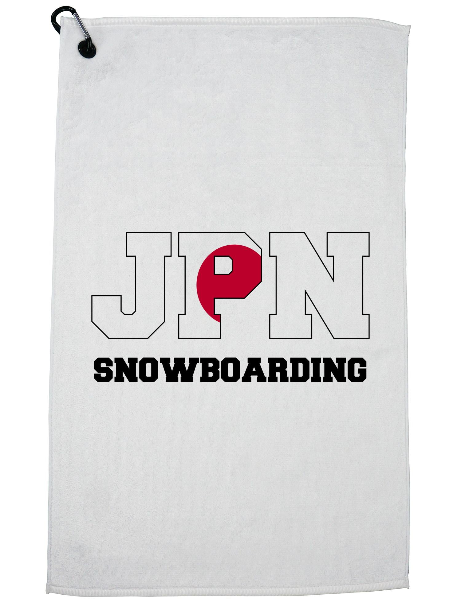 Japanese Snowboarding Winter Olympic JPN Flag Golf Towel with Carabiner Clip by Hollywood Thread