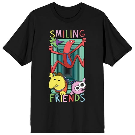Smiling Friends Men's Graphic Tee Glep, Allan, Charlie and Pim Characters Short Sleeve Crew Neck Officially Licensed Adult Swim T-Shirt-4XL