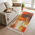 thumbnail image 3 of Area Rug with Tassels 2' x 6', Orange Gradient Graffiti Art Kitchen Runner Rug for Hallway Bedroom Throw Rugs, Abstract Geometric Seamless Soft Door Mat for Bathroom Entrance Living Room, 3 of 9