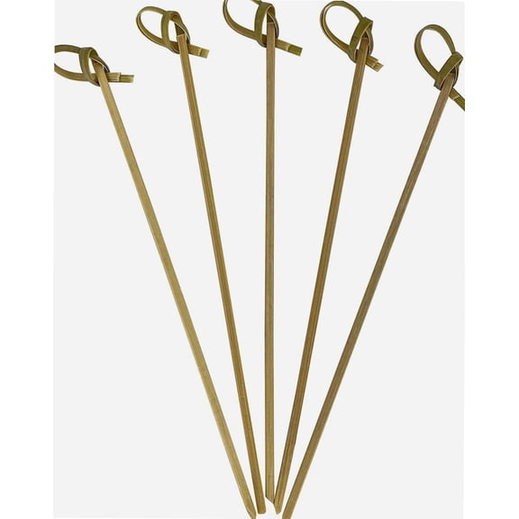 Bamboo Wood Flower Knot Picks, Skewers, 6.0 Inch Length, Perfect for Cocktails and Appetizers - 2 Packs of 100 Each (200 Count)