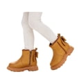 thumbnail image 5 of Huanglei Toddler Girls Leather Ankle Boots Back Bow Pom Side Zip Fall Boots(Brown), 5 of 5