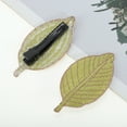 thumbnail image 3 of Unique Bargains 2 Pcs Hair Clip Grace Embroidery Leaves Early Autumn Duckbill Clip Light Green, 3 of 5