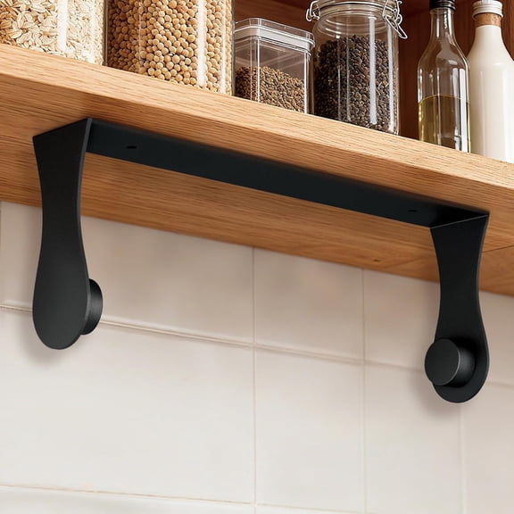 Paper Towel Holder Under Cabinet, Black, Adhesive & Wall Mount, Under Counter Paper Towel Rack for Kitchen and Bathroom, and Kitchen Decor