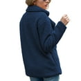 thumbnail image 4 of Defitshape Women's Soft Fluffy Blazer Jackets & Coats Lapel Collar Warm Thick Fuzzy Teddy Fleece Casual Double Breasted Jackets & Coats Navy 8-10, 4 of 4
