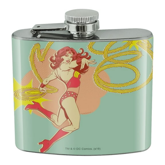 Wonder Woman Golden Lasso Stainless Steel 5oz Hip Drink Kidney Flask