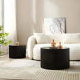thumbnail image 4 of Williamspace Nesting Coffee Table Set of 2 Pieces, Modern Round MDF Tables, Embossed Design, Black, 4 of 8