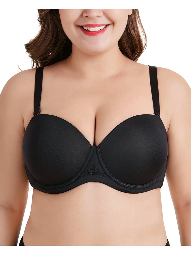 Exclare Women's Strapless Full Figure Bra, Underwire, Smoother
