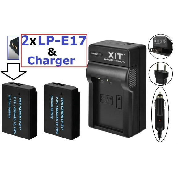Hi Capacity 2-Pcs LP-E17 Li-Ion Battery with Charger for Canon EOS Rebel SL3 RP