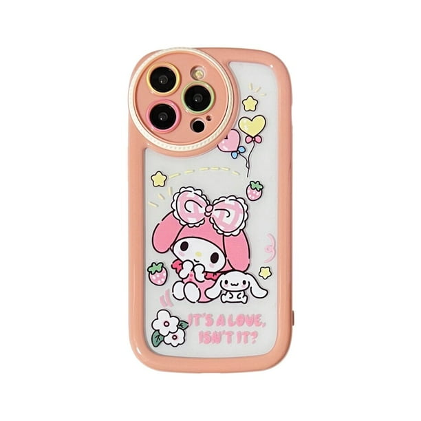 Sanrio-funda de teléfono My Melody Cinnamoroll para iPhone 13 Pro Max, 14, 12, 11, dibujos animados, transparente, borde suave, TPU + HQ, cubierta acrílica Fivean unisex