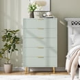 thumbnail image 3 of TROPOW 5 Drawer Dresser, Modern 6 Drawer Dresser for Bedroom with Gold Handle and Large Drawer, Wood Double Chest of Drawers and Storage Organizer for Living Room, Hallway, Entryway,Green, 3 of 8