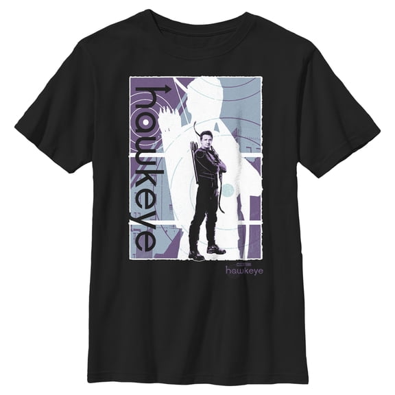 Boy's Marvel Hawkeye Purple Poster Graphic Tee Black Large