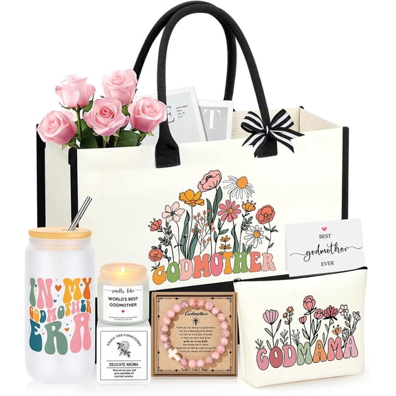Godmother Proposal Gift, Will You Be My Godmother | Christmas Mothers Day Birthday Gifts for Godmother Godmom Basket Set of 7