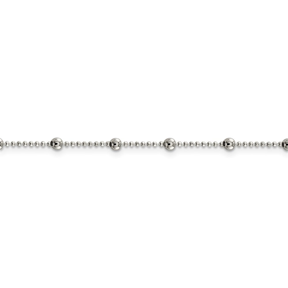 925 Sterling Silver Square Beaded Chain Ankle Bracelet in Silver Choice of Lengths 10 and 1.05mm 1.15mm