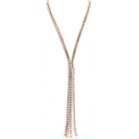 X & O Handset Austrian Crystal Rose Gold-Plated Double-Row X-Shape Necklace