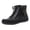 Black, variant on Retro Color Block Combat Boots for Women Comfortable Casual Leather Suede Patchwork Walking Flat Lace up Non Slip Work Riding Ankle Booties