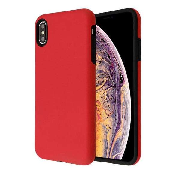 Apple iPhone XS Max (6.5 inch) (2018 Model) Phone Case Slim Hybrid Shockproof Impact Rubber Dual Layer Rugged Protective Hard PC Bumper & Soft TPU Back Cover RED BLACK Case for iPhone XS Max (6.5")