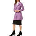 thumbnail image 5 of INSPIRE CHIC Women's Coat Solid Color Notched Lapel Single Breasted Winter Peacoat L Light Purple, 5 of 8