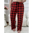 thumbnail image 2 of LANBAOSI Women's Pajama Pants Plus Size Comfy Fleece Plaid PJ Pants for Sleep Size 1XL, 2 of 8
