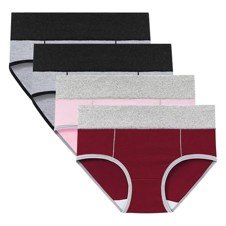 Kmdttou Panties for Women Pack Cotton 4PC Comfortable High Waisted Panties Physiological Underpants (Available in Plus Size)