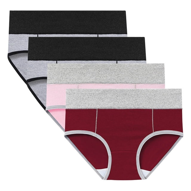 Timegard Culottes pour Femmes 4 Pcs Grande Taille Taille Mi-Haute Confortables Invisibles Culottes Respirantes Culottes Menstruelles
