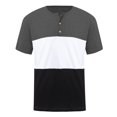 thumbnail image 4 of ZCFZJW Mens Polo Shirts Casual Summer Short Sleeve Striped Color Block Print Button Henley Tops Loose Lightweight Regular Fit Comfy Basic Tees Shirt Dark Gray S, 4 of 7