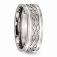 thumbnail image 4 of Titanium 925 Sterling Silver-Inlay Celtic Knot Irish Claddagh Knot Flat 8mm Men's Wedding Band Ring Size 11, 4 of 7