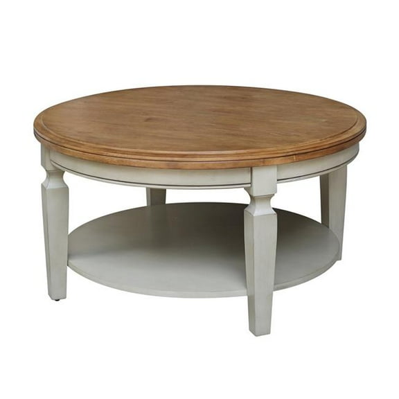 International Concepts Vista Round Coffee Table in Distressed Hickory/Stone