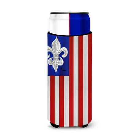 

Caroline s Treasures 8138MUK Patriotic Fleur de lis Ultra Hugger for slim cans Slim Can multicolor