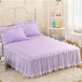 thumbnail image 1 of Matsuzay de cama con volantes de encaje, duradera y hermosa para mayor comodidad, elegante de cama de princesas ancha Juegos de cama púrpura, 1 of 6