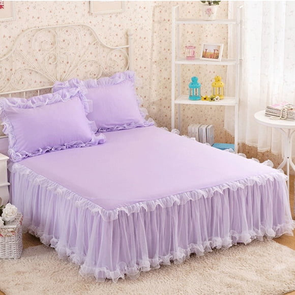 Billuyoard de cama de princesas elegante, duradera y hermosa para cualquier lugar, de cama con volantes de encaje, única Juegos de cama púrpura